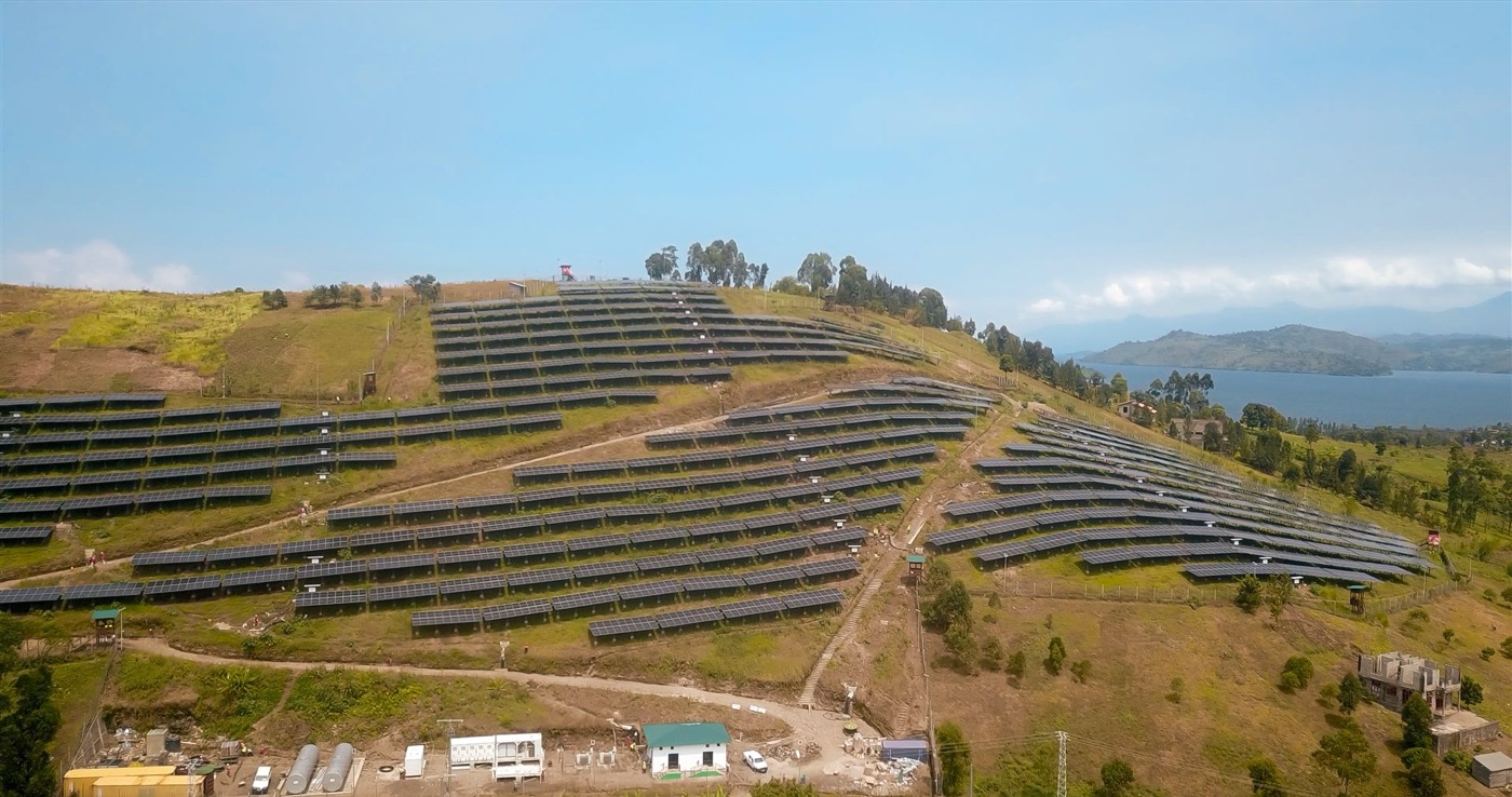 Nuru solar arrays on a hillside in Goma